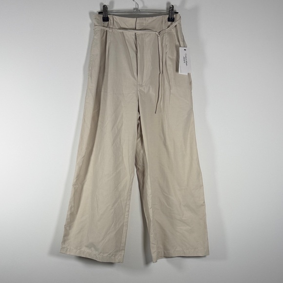 NWT Calvin Klein Cream Wide-Leg Pants Croppes - Picture 1 of 8